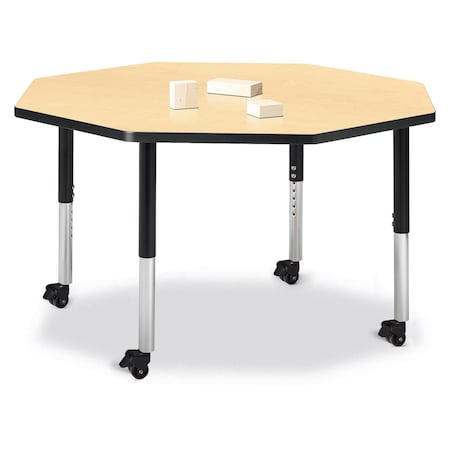 Jonti-Craft Berries Octagon Activity Table, 48 in. x 48 in., Mobile, Maple/Black/Black 6428JCM011